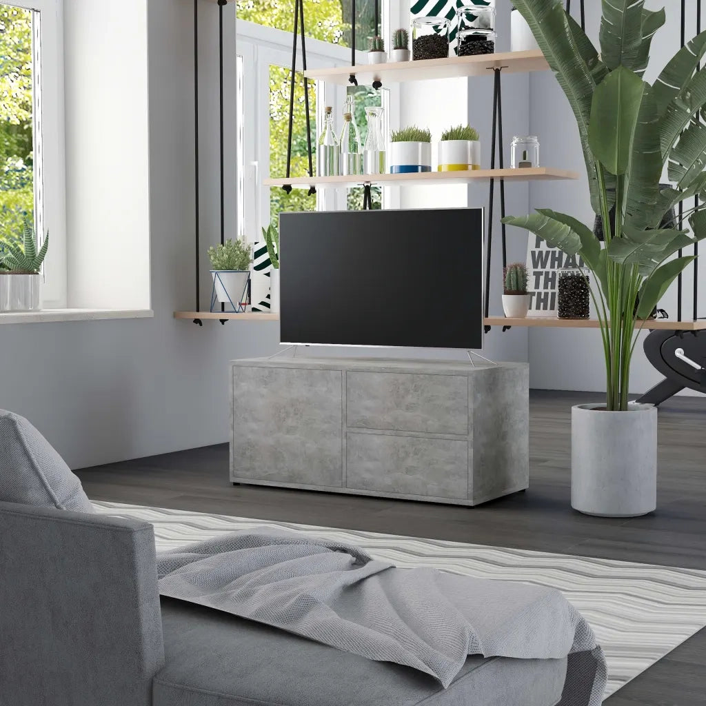 Mobile Porta TV Grigio Cemento 80x34x36 cm Legno Multistrato 801854