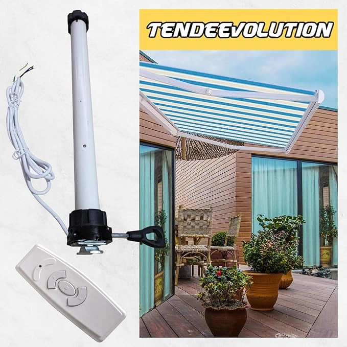 Motore Elettrico Silenzioso 100Kg/50Nm con Asta di Soccorso e Telecomando per Tapparelle/Tende da Sole - Ø70mm