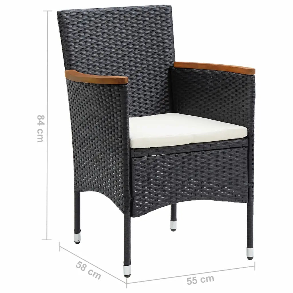 Sedie da Pranzo per Giardino 4 pz | Sedie da Esterno in Polyrattan Nero