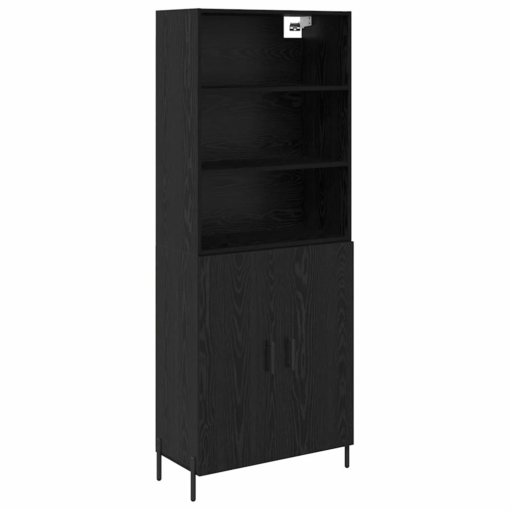 Credenza-Buffet-Armadio da cucina Rovere Nero 69,5 x 34 x 180 cm Legno multistrato 490739