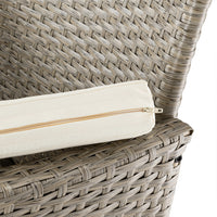 Divano Panca da Giardino Crema in Polyrattan Panchina Divanetto con Ripiano Vetro