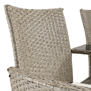 Divano Panca da Giardino Crema in Polyrattan Panchina Divanetto con Ripiano Vetro