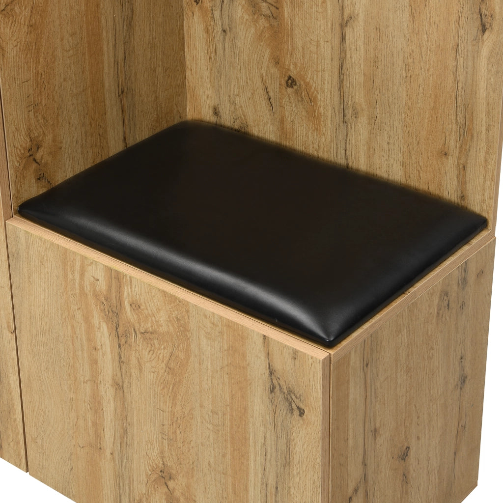 OKWISH Mobile da ingresso con 5 Ganci, Specchio, Panca e 2 Scarpiere, Ripiani Regolabili, 98.5 x 38 x 191 cm