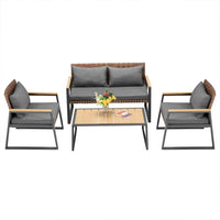 Set Salotto da Giardino Salottino Poltrone e Tavolo da Esterno e Cuscini Grigio