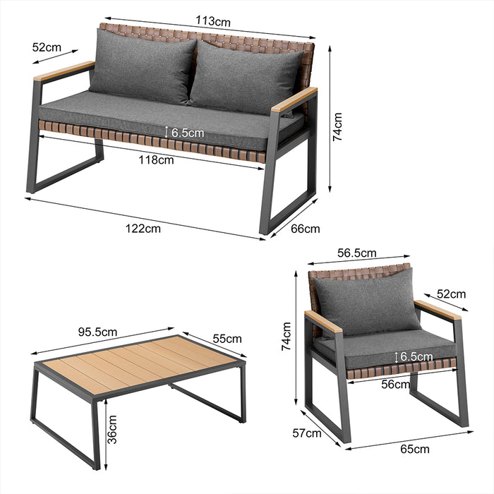 Set Salotto da Giardino Salottino Poltrone e Tavolo da Esterno e Cuscini Grigio