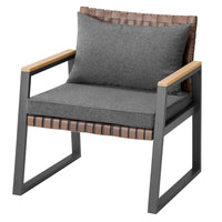 Set Salotto da Giardino Salottino Poltrone e Tavolo da Esterno e Cuscini Grigio