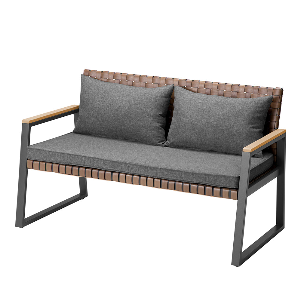 Set Salotto da Giardino Salottino Poltrone e Tavolo da Esterno e Cuscini Grigio