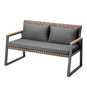 Set Salotto da Giardino Salottino Poltrone e Tavolo da Esterno e Cuscini Grigio