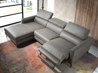 Divano relax con chaise longue a sinistra in pelle grigio scuro