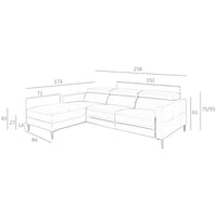 Divano relax con chaise longue a sinistra in pelle grigio scuro