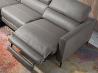 Divano relax con chaise longue a sinistra in pelle grigio scuro