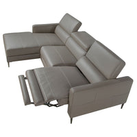 Divano relax con chaise longue a sinistra in pelle grigio scuro
