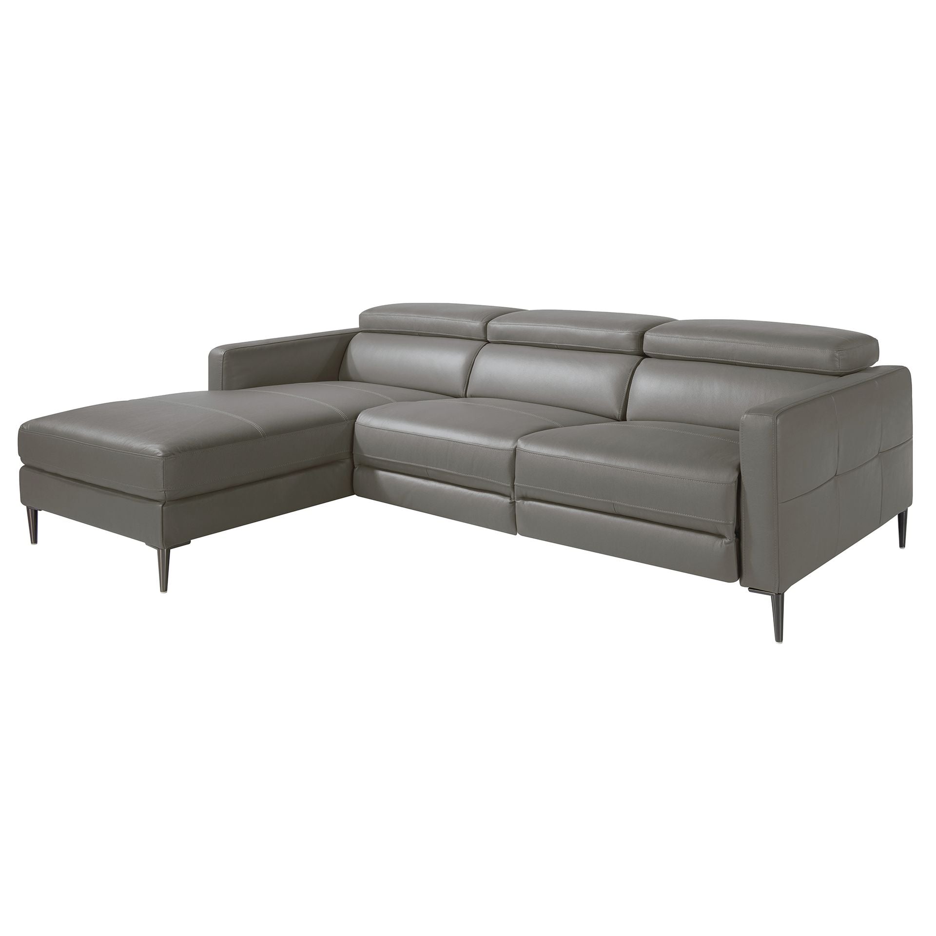 Divano relax con chaise longue a sinistra in pelle grigio scuro