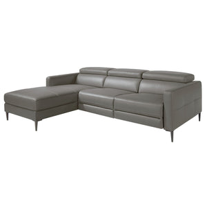 Divano relax con chaise longue a sinistra in pelle grigio scuro