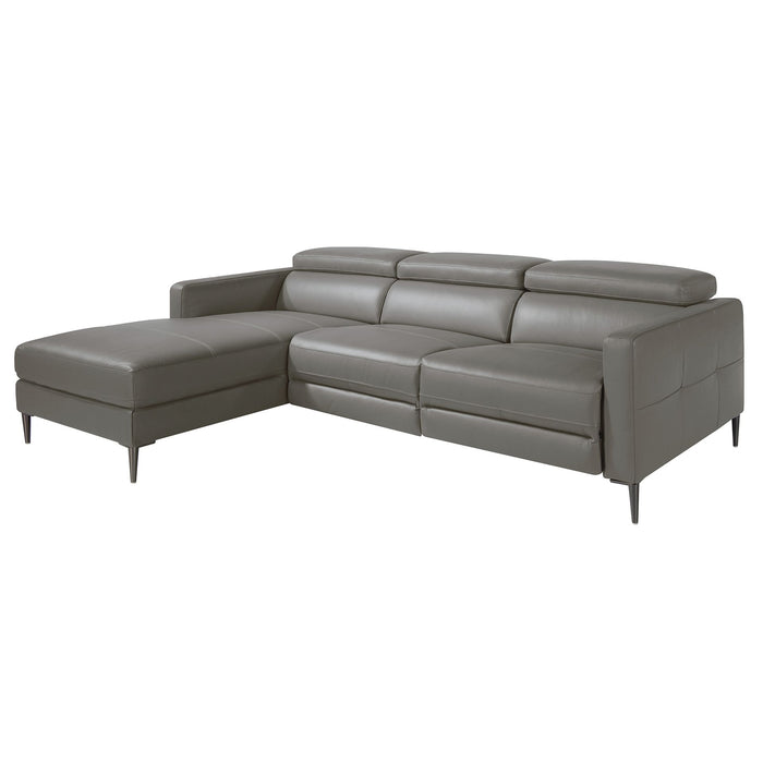 Divano relax con chaise longue a sinistra in pelle grigio scuro