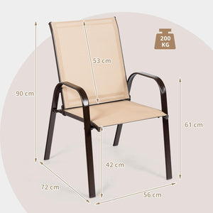 Set di 2 Sedie da Giardino, Sedie da Giardino per Patio in Textilene, con Braccioli Curvi, Telaio in Metallo, Sedia da Bistrot Portata 200 kg, Per Giardino Patio, 56 x 72 x 90 cm (Caffè)