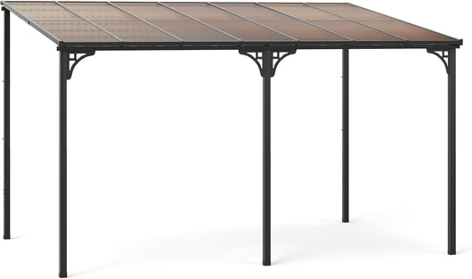 Gazebo da Esterno 305 x 400 x 264 cm, Gazebo Grande con Tetto Inclinato in Policarbonato e Struttura in Metallo, Tenda Impermeabile per Terrazzo, Giardino e Patio