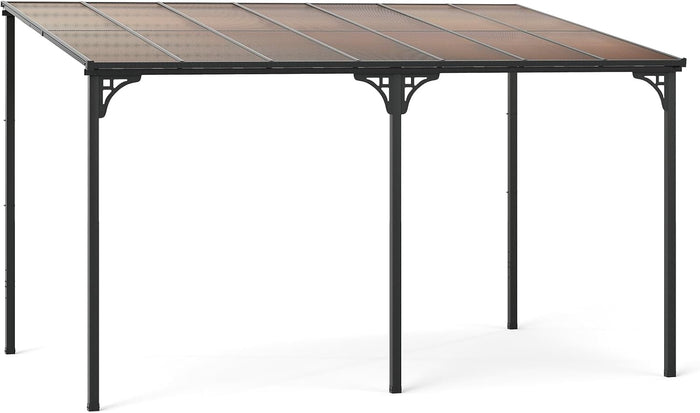 Gazebo da Esterno 305 x 400 x 264 cm, Gazebo Grande con Tetto Inclinato in Policarbonato e Struttura in Metallo, Tenda Impermeabile per Terrazzo, Giardino e Patio