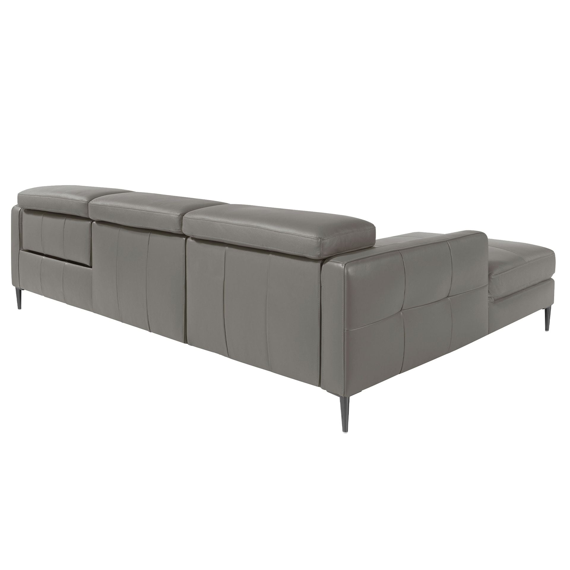 Divano relax chaise longue destro in pelle grigio scuro