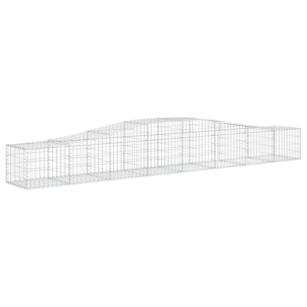 Cestini gabbioni recinzione a gabbia muro di contenimento ad arco 10 pezzi 400 x 50 x 40/60 cm ferro zincato argento 02_0040300