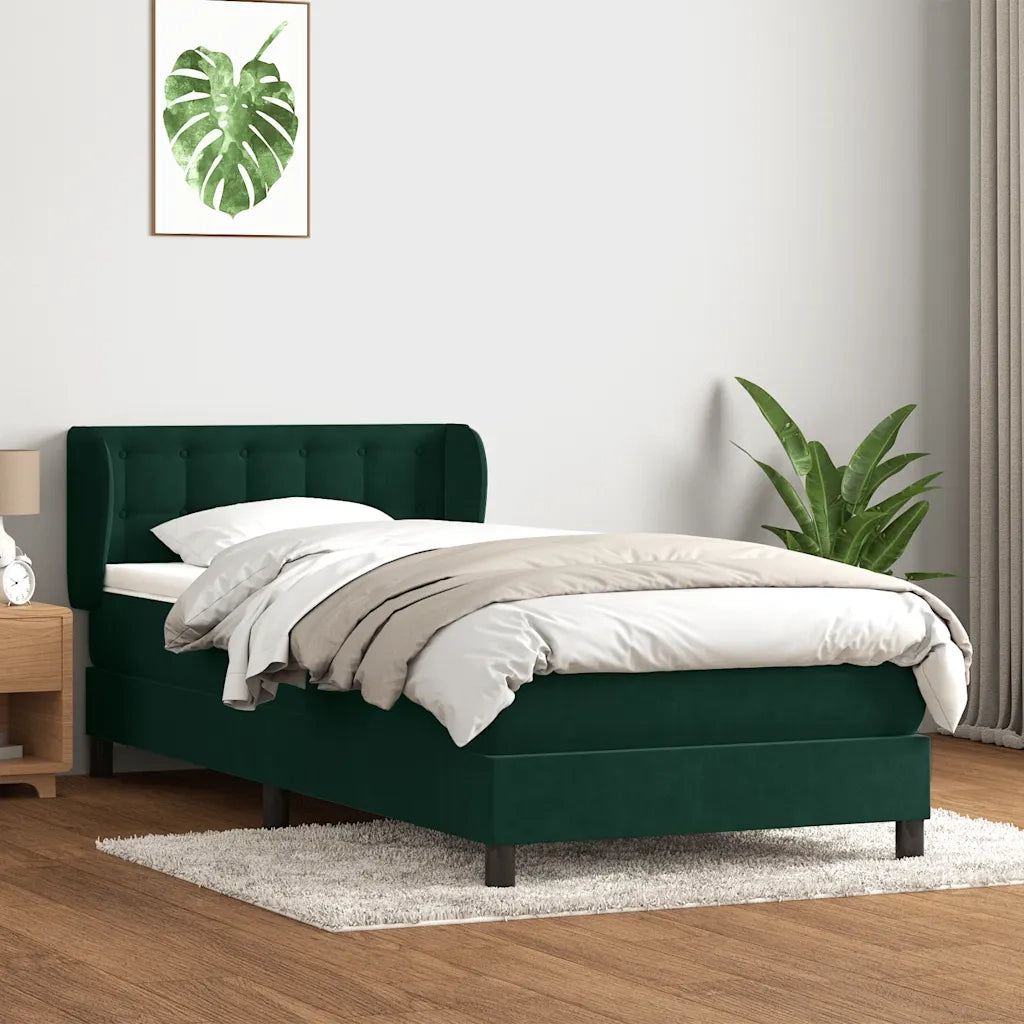 Giroletto a Molle con Materasso Verde Scuro 80x220 cm Velluto 3317886