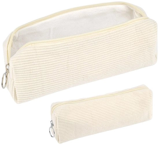 Etui a corduroy Hopton, estetico portachiavi, pratico portachiavi, portachiavi moda per ragazzi e ragazze, portachiavi portatile per adolescenti, scuola, ufficio (bianco)