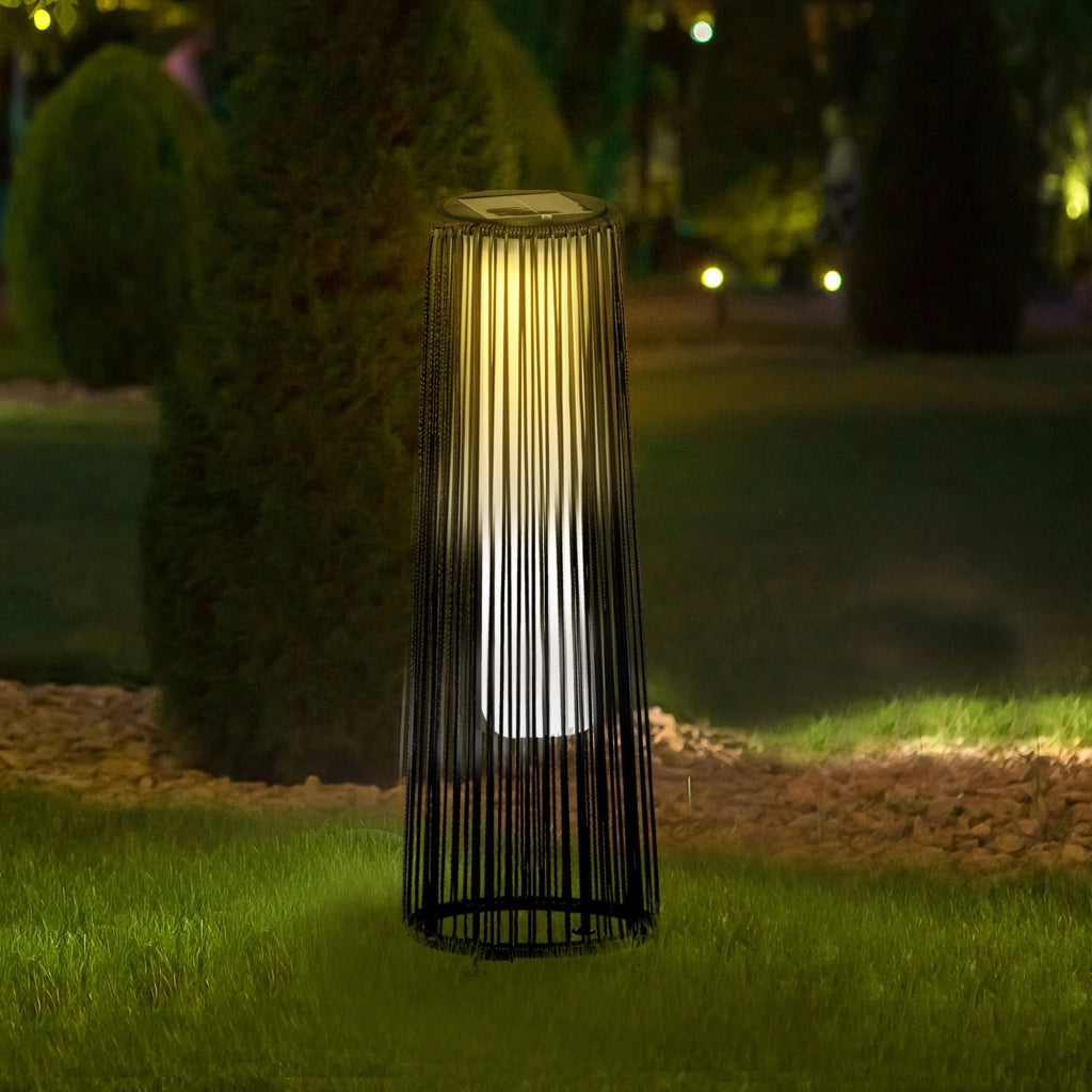 Lampada da Terra Solare Rattan LED 0,8W Sensore Crepuscolare ¨C Xylo ¨C ?21,5x61cm Nero