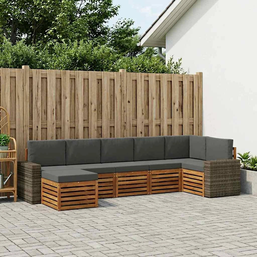 Set di divani da esterno 7 pz Naturale e Antracite 3384638
