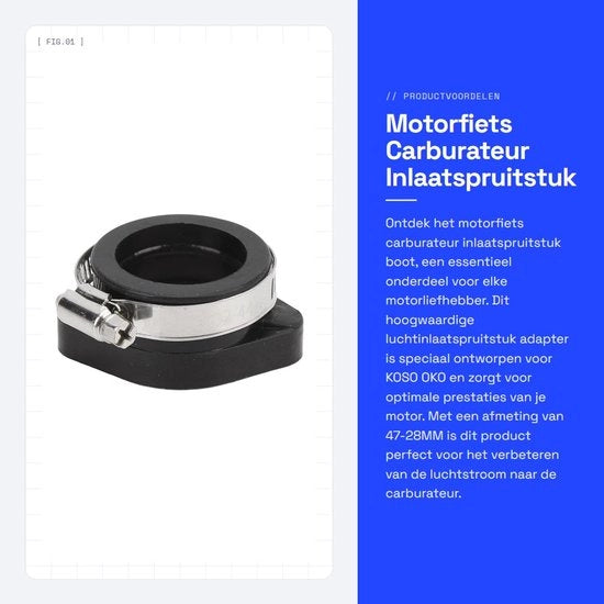 Adattatore di scarico per motori - Carburatore inverter di scarico - 47-28MM - Migliora il tuo motore con questo adattatore di scarico per carburatore.