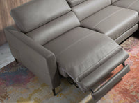 Divano relax chaise longue destro in pelle grigio scuro