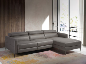 Divano relax chaise longue destro in pelle grigio scuro