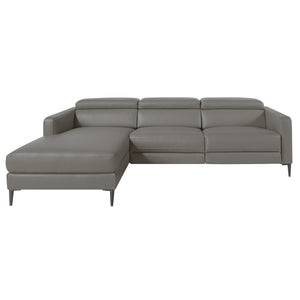 Divano relax chaise longue destro in pelle grigio scuro