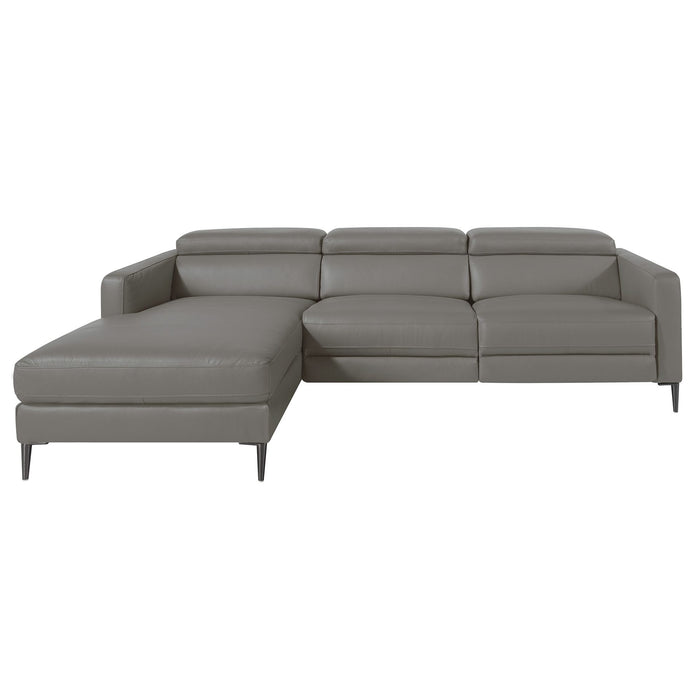 Divano relax chaise longue destro in pelle grigio scuro