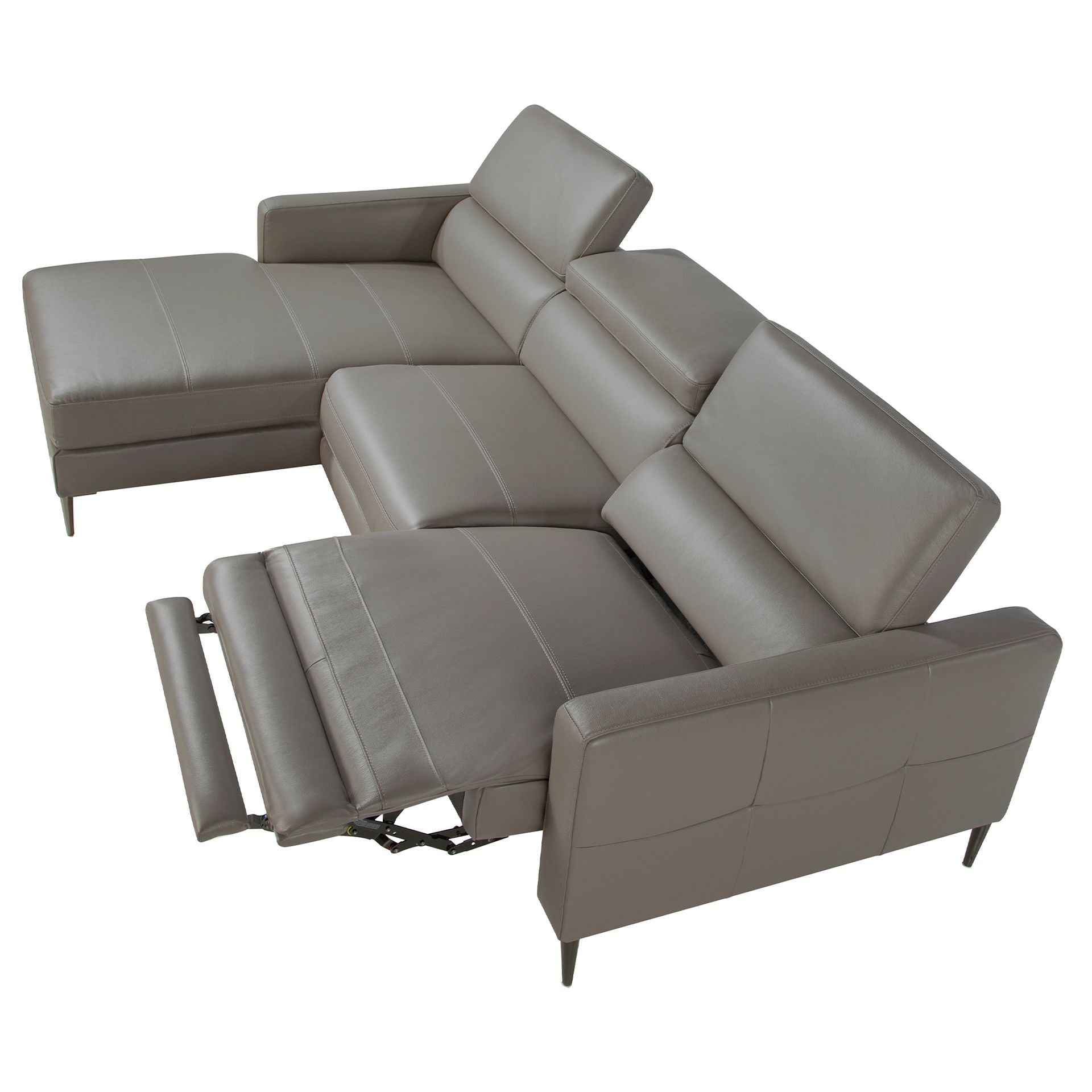 Divano relax chaise longue destro in pelle grigio scuro