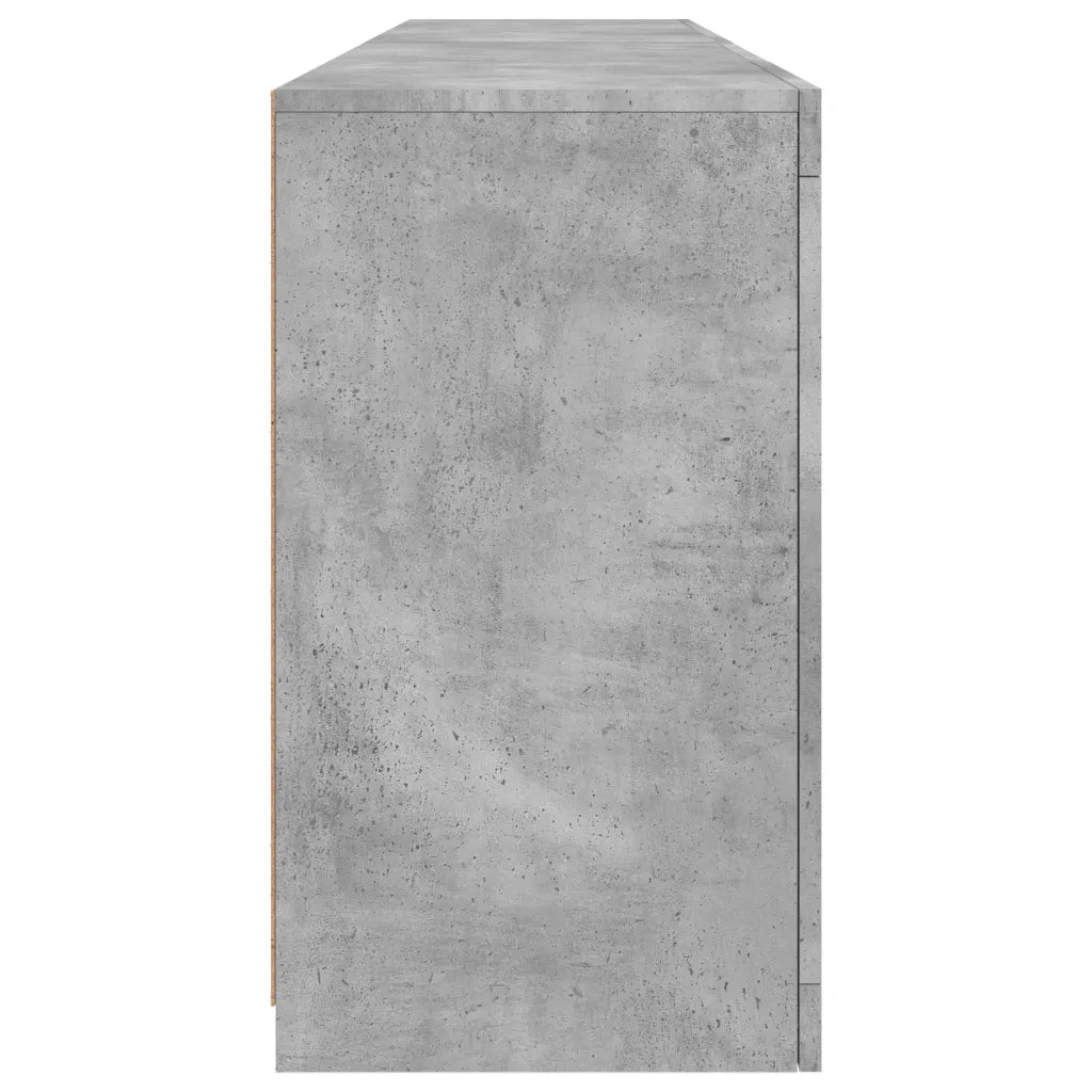 Credenza con Luci LED-Buffet-Armadio da cucina Grigio Cemento 164x37x67 cm