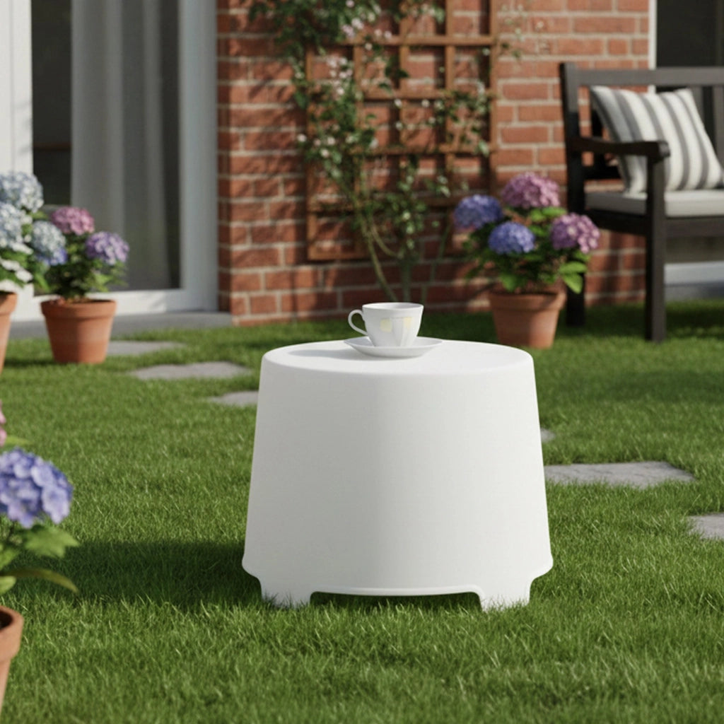 Crudup, Tavolino da Esterno 2 Posti Made in Italy, 46x40x38h cm Bianco