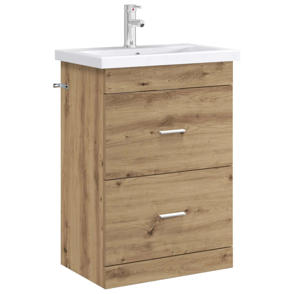 Mobiletto da Bagno Sotto Lavabo Rovere Artigianale 890711