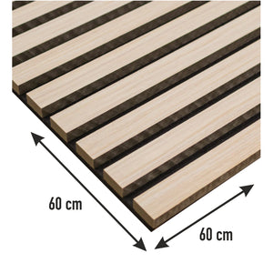 Pannelli Acustici Fonoassorbenti 4pz 60x60cm Decorativi Moderno Rovere Nat. 3D