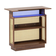 Tavolino da bar in rattan per soggiorno 120 x 55 x 110 cm con illuminazione RGB ergonomica stile rustico marrone 20_0017882