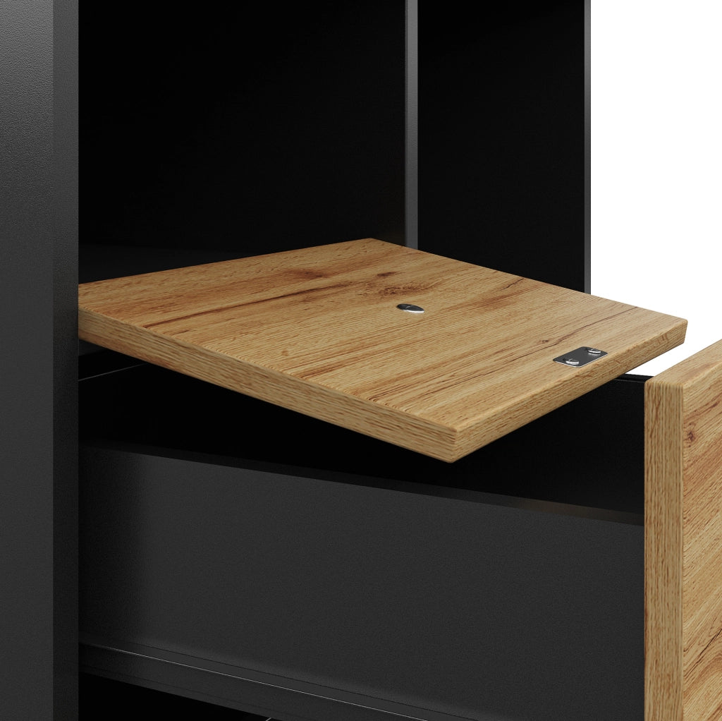 Tavolo da pranzo estensibile 110-140 x 80 cm in MDF nero con LED, 4-6 persone