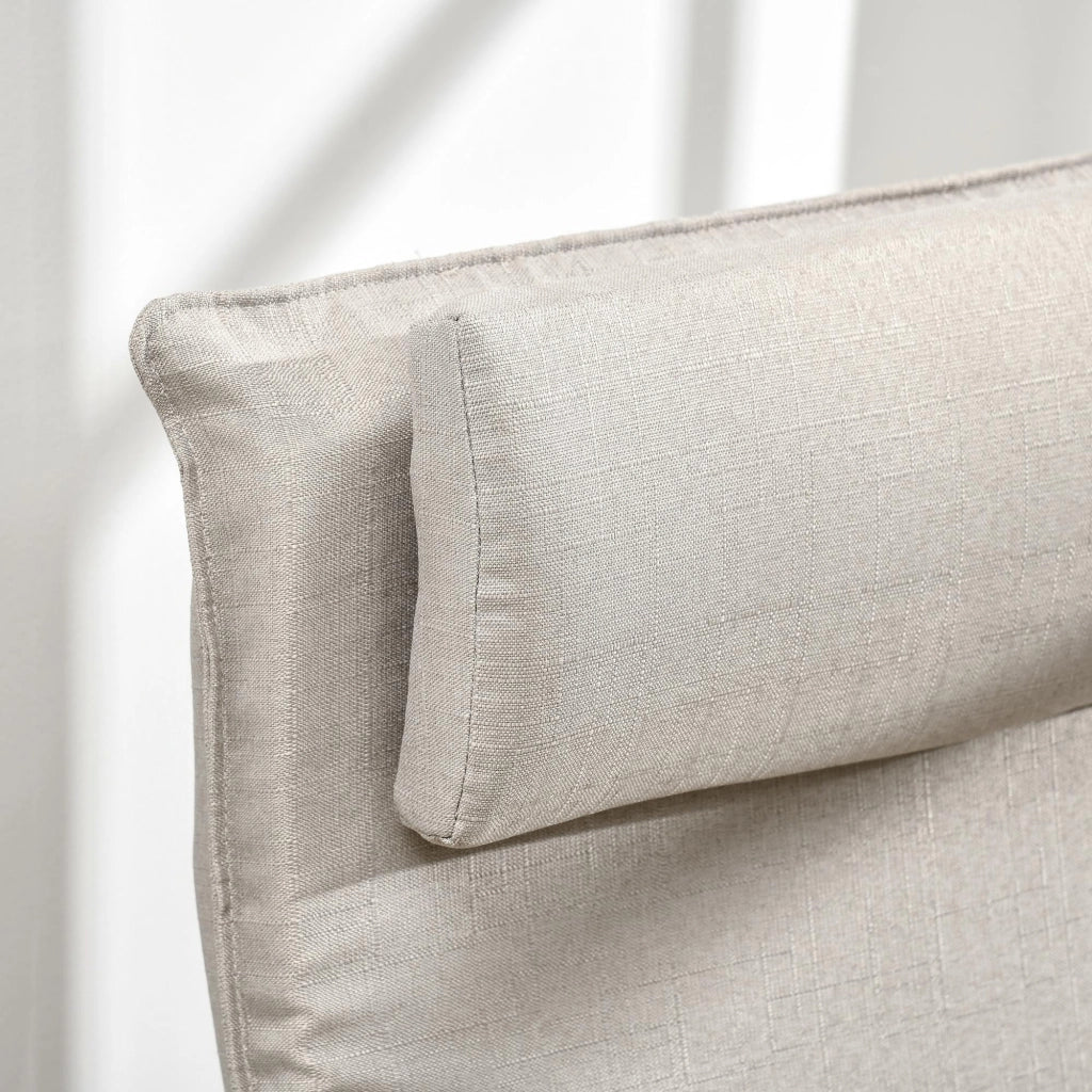 Poltrona Relax con Pouf 67x69x100 cm Cuscino Poggiatesta in Tessuto Effetto Lino Grigio