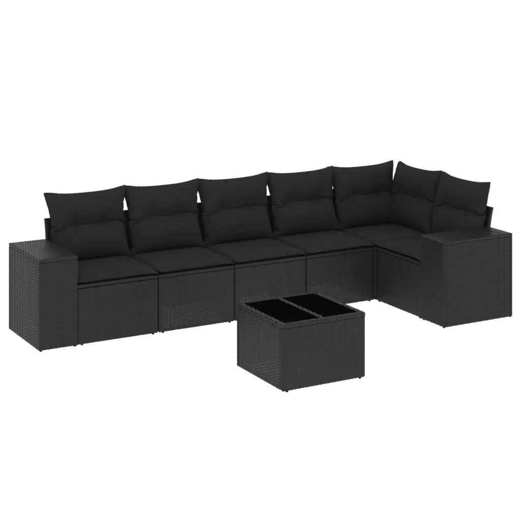 Set Divani da Giardino con Cuscini 7pz Nero Polyrattancod mxl 90617