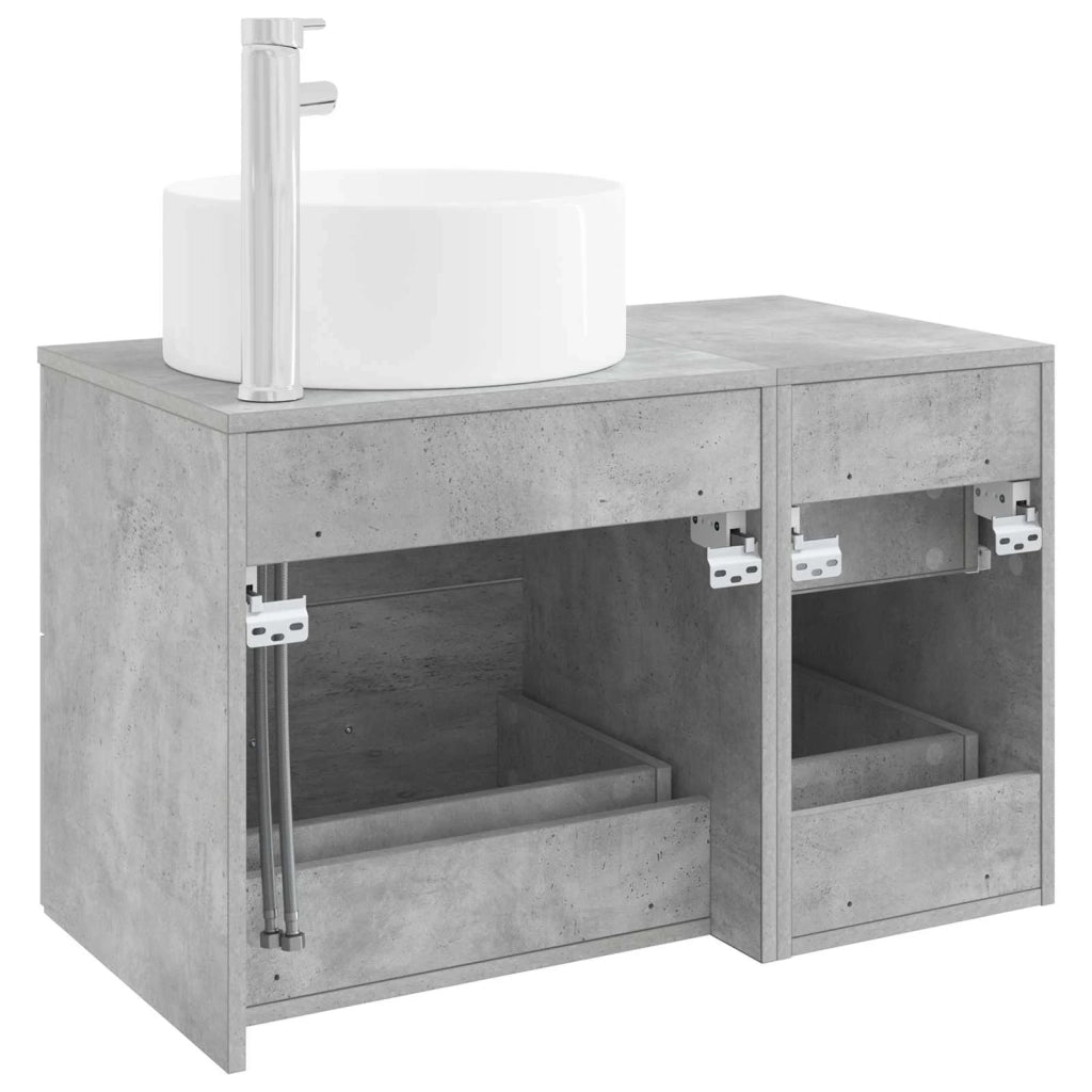 Set di mobili per il bagno 2 pz Grigio Cemento 3404011