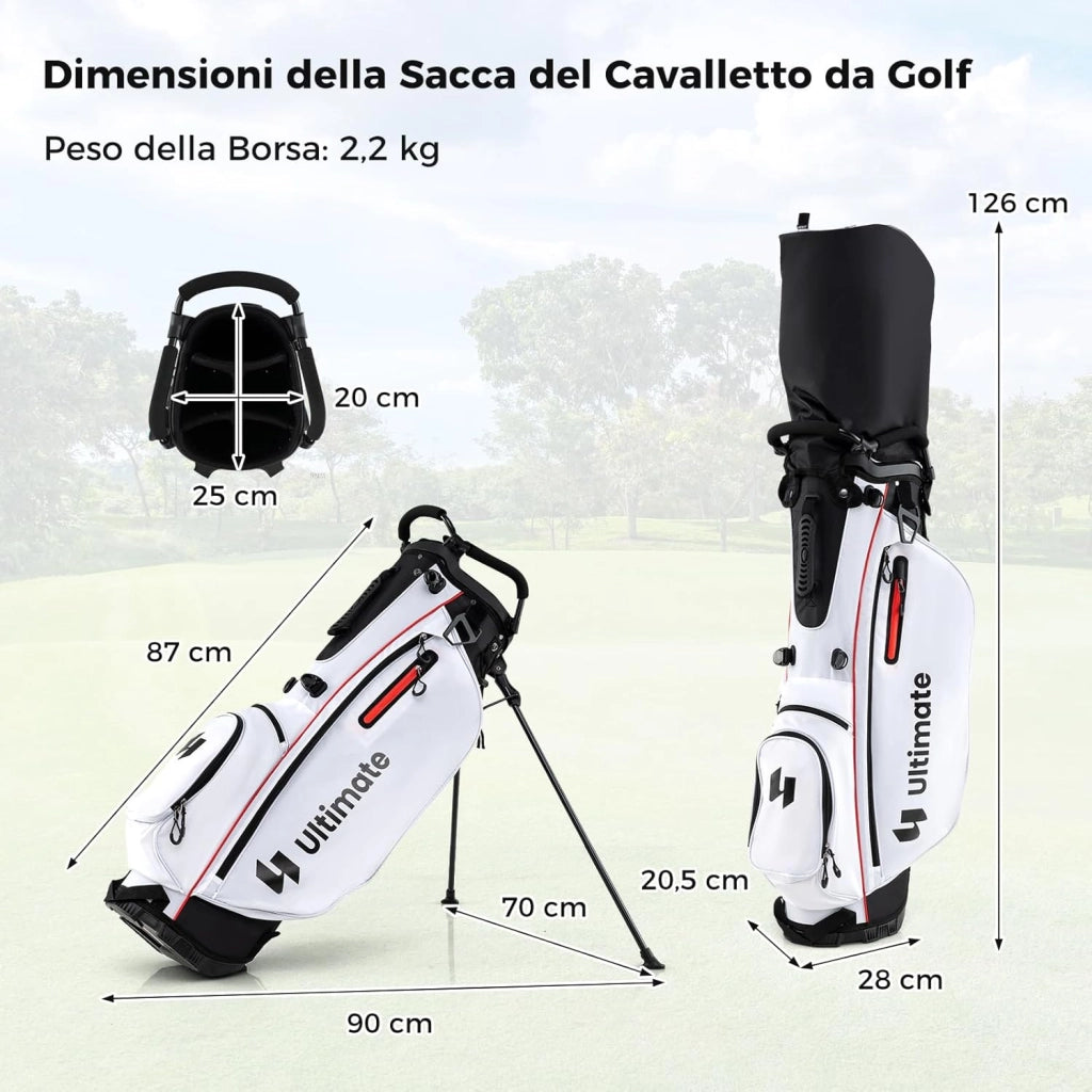 Set Completo di Mazze da Golf con Sacca a Treppiede, Include con Driver 1 da 460CC, Legno 3, Ibrido, Ferri 5, 6, 7, 8, 9, P, S, Putter e Copertura Antipioggia per Destrimani