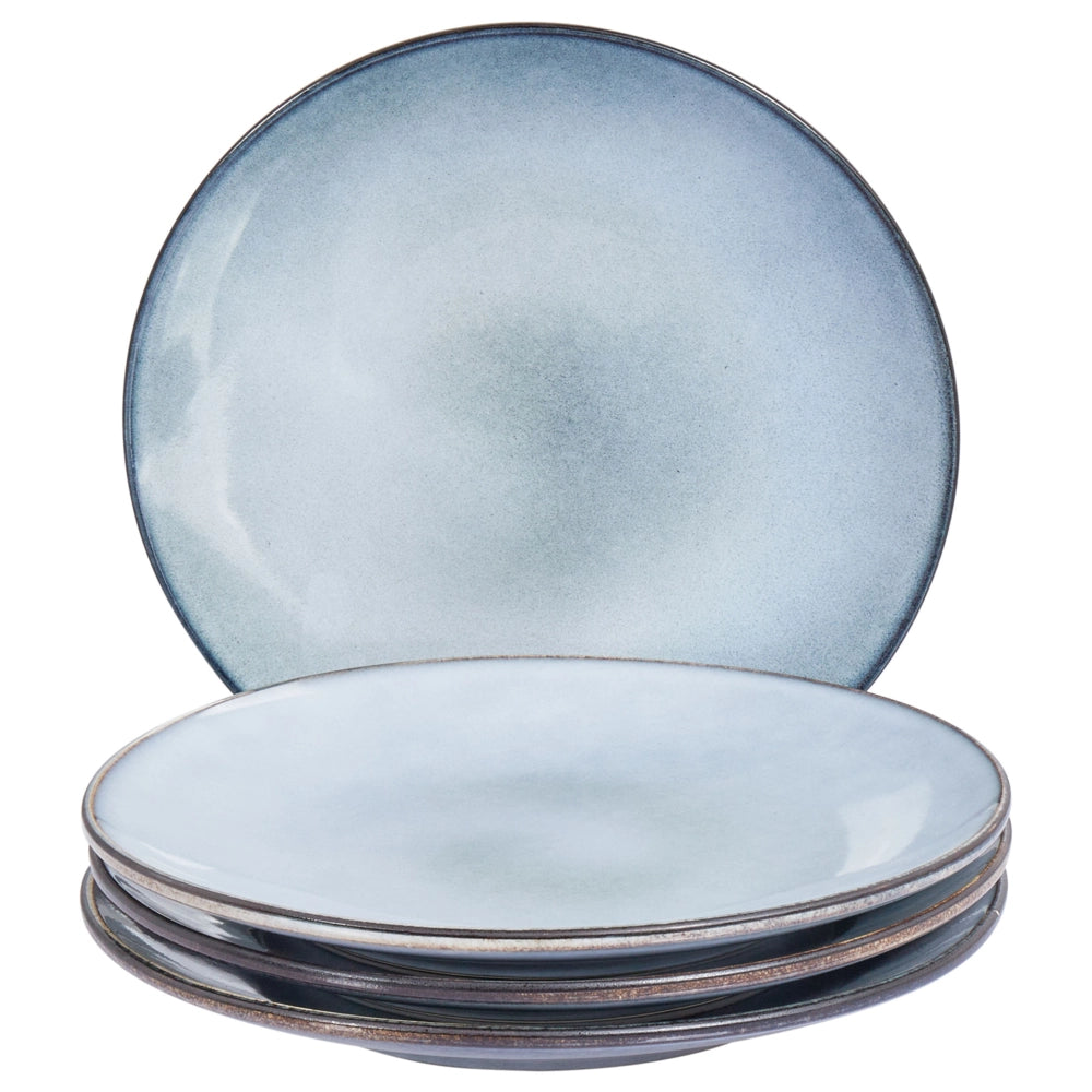 Set di 4 piatti grandi Azzurro Gres caolino fatto a mano con smalto reattivo Piatto da dessert Cucina Sala da pranzo