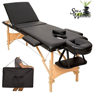 Lettino Massaggi Portatile in Legno 3 Zone Fisioterapia Estetista Zona SPA Nero
