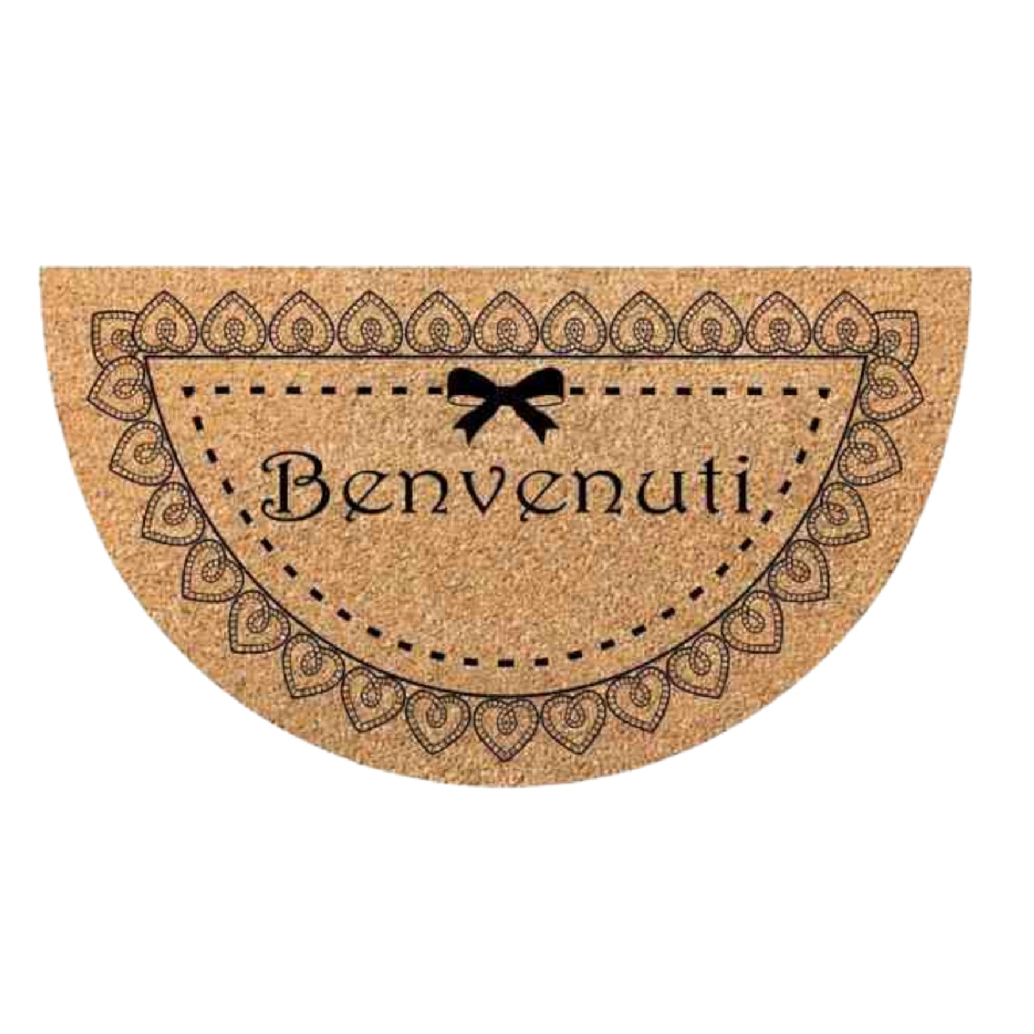 Zerbino in Cocco 36x68cm Fondo in Gomma 1.6cm Decoro Benvenuti Antiscivolo