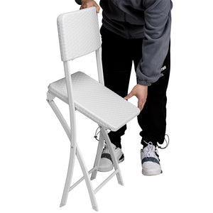 Set 2 Sedie Pieghevoli in Polyrattan Bianco da Esterno Salvaspazio da Giardino