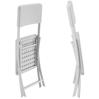 Set 2 Sedie Pieghevoli in Polyrattan Bianco da Esterno Salvaspazio da Giardino