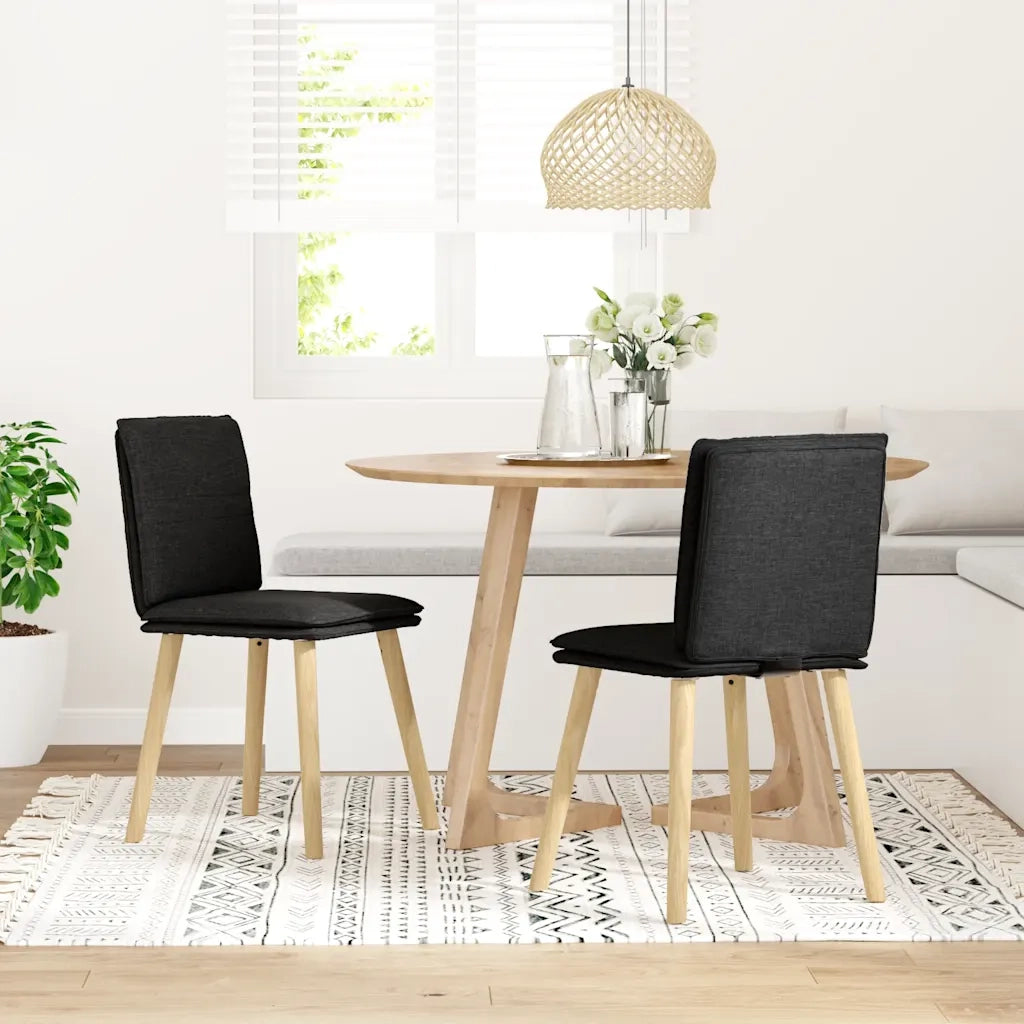 Sedie da Pranzo 2 pz | Sedie da cucina Nere in Tessuto